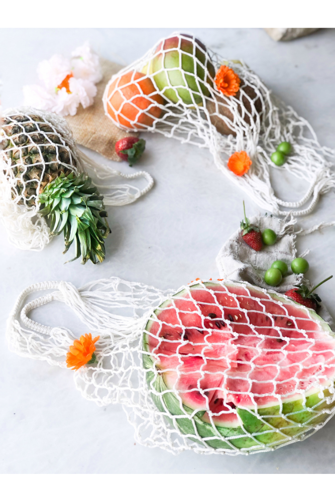 Natural mesh cotton bags